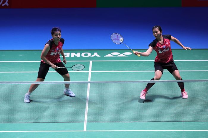 Pasangan ganda putri Indonesia, Greysia Polii/Apriyani Rahayu, tampil pada perempat final Japan Open 2019 di Musashino Forest Sport Plaza, Tokyo, Jepang, Jumat (26/7/2019).