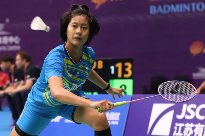 Pebulu tangkis tunggal putri Indonesia, Putri Kusuma Wardani, saat berlaga pada babak perempat final Kejuaraan Asia Junior 2019, di Suzhou Sports Olympic Centre, Suzhou, China, Jumat (26/7/2019).