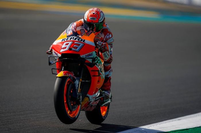 Aksi pembalap Repsol Honda, Marc Marquez