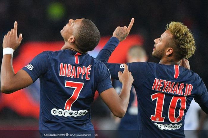 Duo penyerang Paris Saint-Germain (PSG) Kylian Mbappe dan Neymar.