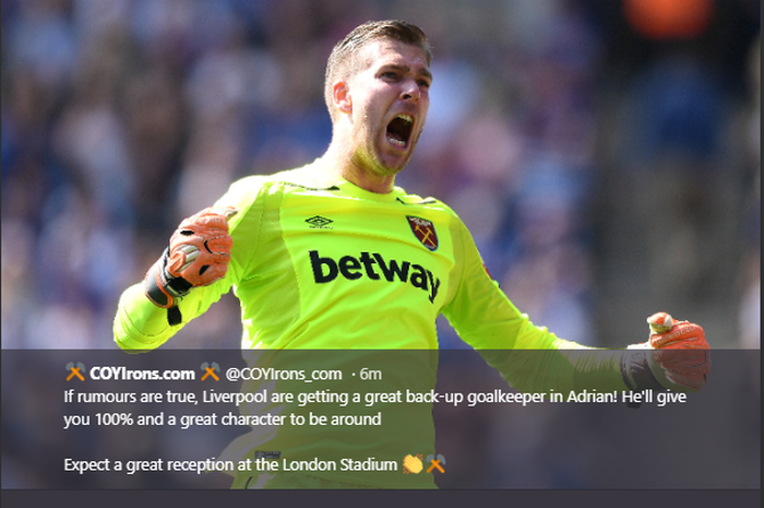 Mantan kiper West Ham United, Adrian