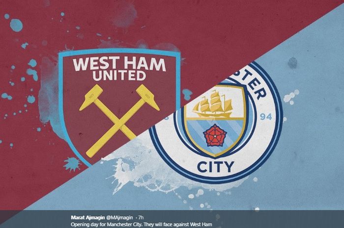 Gambar illustrasi pertandingan antara West Ham United dan Manchester City, Sabtu (10/8/2019).