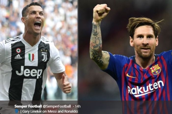 Megabintang Juventus, Cristiano Ronaldo dan megabintang Barcelona, Lionel Messi.