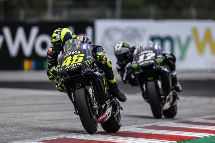 Valentino Rossi (#46) kala tampil pada sesi balapan MotoGP Austria 2019 yang digelar di Red Bull Ring, Minggu (11/8/2019)