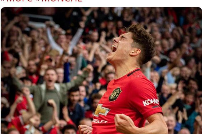 Penyerang Manchester United, Daniel James, merayakan gol yang dicetak ke gawang Chelsea dalam laga Liga Inggris di Stadion Old Trafford, 11 Agustus 2019.