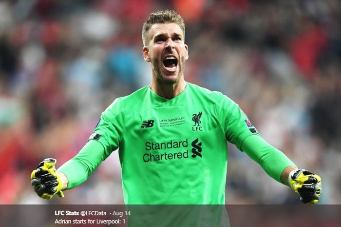 Kiper baru Liverpool yang didapat secara gratis dari West Ham United, Adrian.