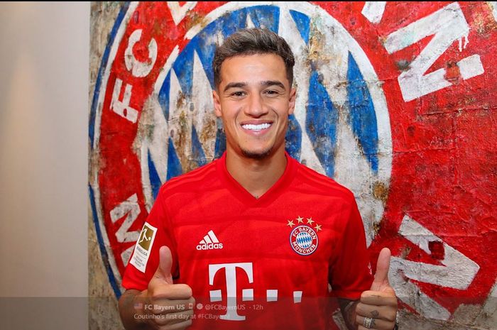 Philippe Coutinho saat diresmikan sebagai pemain Bayern Muenchen.