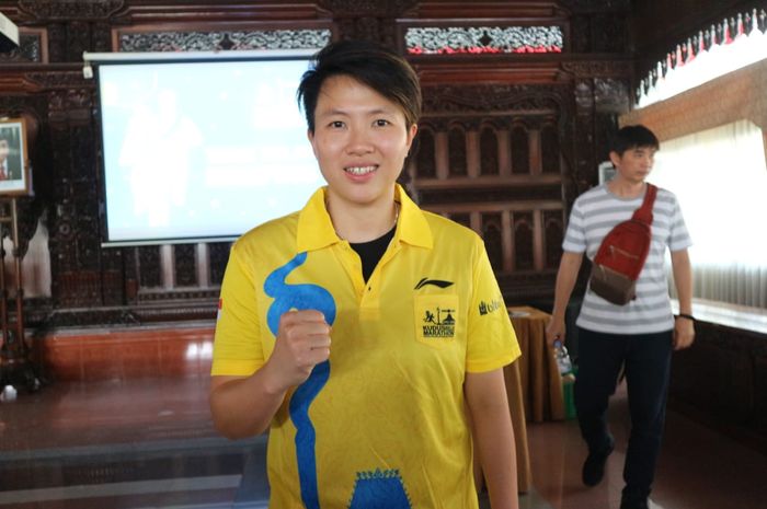 Legenda bulu tangkis Indonesia, Liliyana Natsir di Konferensi Tiket.com Kudus Relay Marathon 2019, Sabtu (24/8/2019).