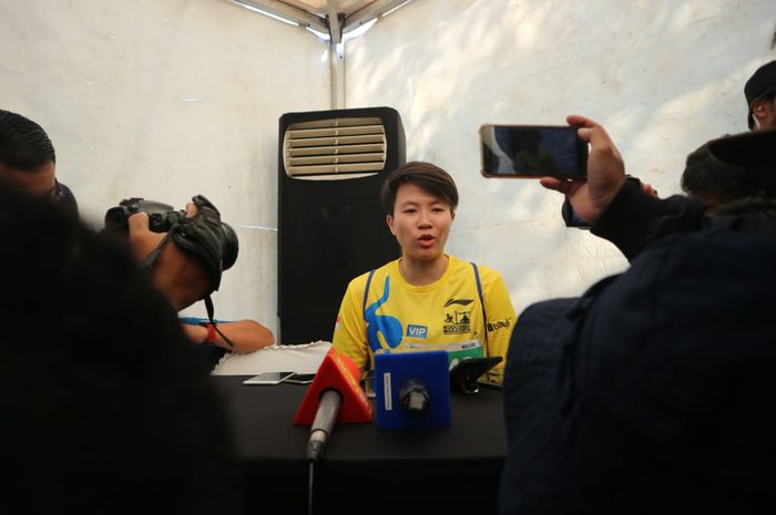 Liliyana Natsir saat ditemu awak media di acara Tiket.com Kudus Relay Marathon 2019