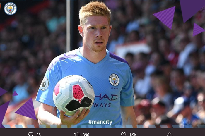 Kevin De Bruyne membuat assist lagi dalam laga Bournemouth vs Manchester City di Premier League, Minggu (25/8/2019).