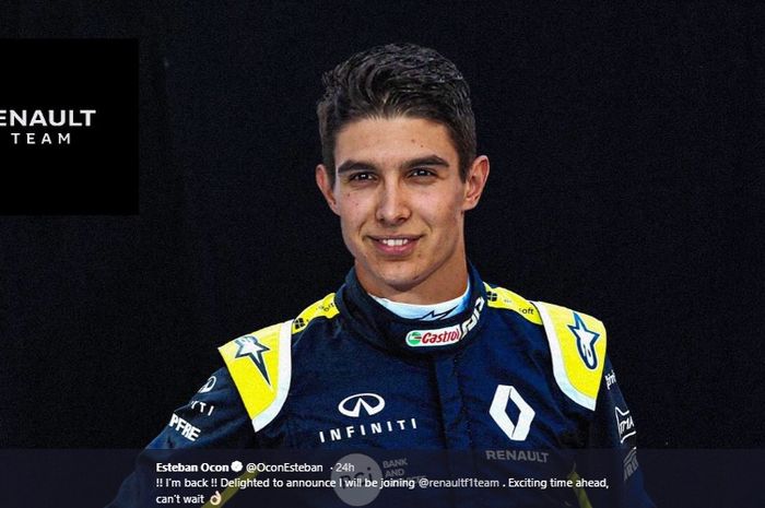 Esteban Ocon resmi menjadi pembalap tim Renault di ajang Formula 1 (F1) musim depan.