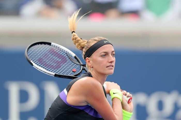 Petenis tunggal putri Republik Ceska, Petra Kvitova, saat memainkan pertandingan babak kesatu US Open 2019 melawan rekan senegaranya, Denisa Allertova, di Flushing Meadows, New York, Amerika Serikat.