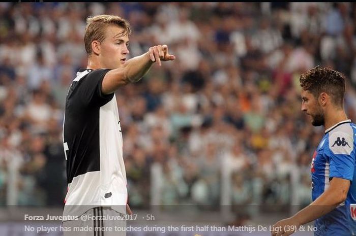 Matthijs de Ligt saat membela Juventus kontra Napoli.