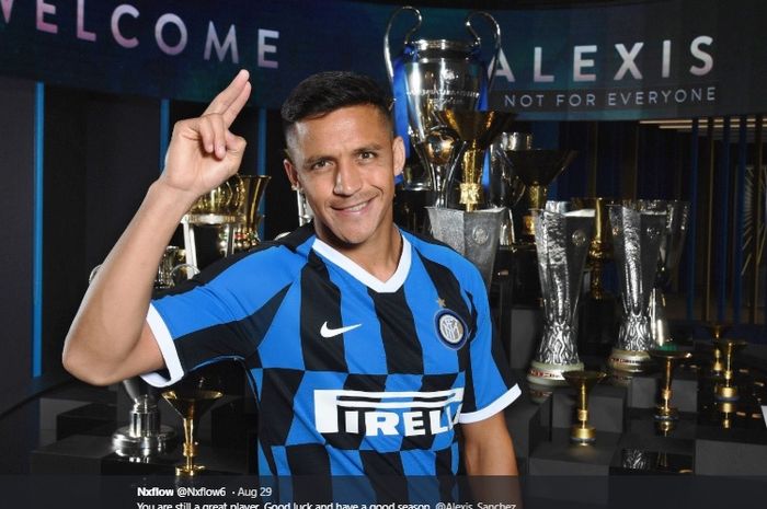 Striker anyar Inter Milan, Alexis Sanchez, yang dipinjam dari Manchester United.