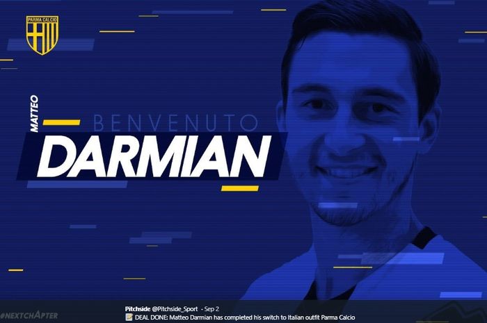 Eks bek kanan Manchester United, Matteo Darmian, resmi bergabung dengan Parma  pada bursa transfer musim panas 2019. 