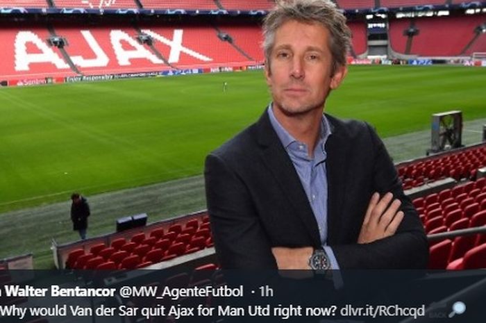 Mantan kiper Manchester United, Edwin van der Sar, yang kini menjabat sebagai CEO Ajax Amsterdam.