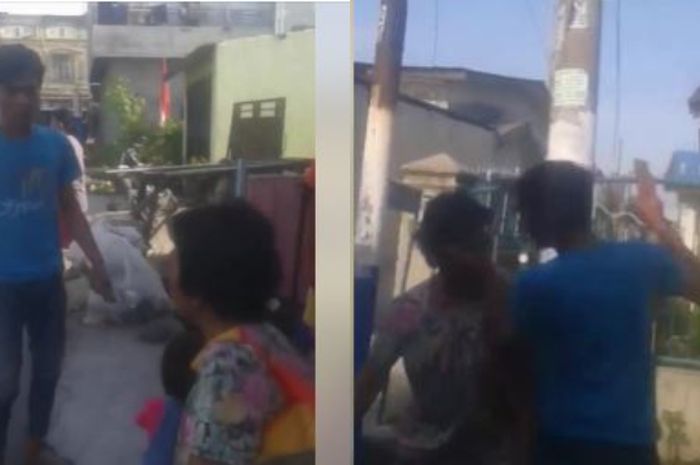 Aksi pria durhaka menampar ibu dan memakinya di depan umum.