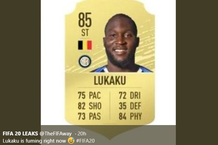 Rating striker anyar Inter Milan, Romelu Lukaku dalam gim FIFA 20.