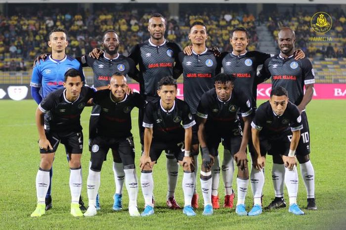 Pemain Pahang FA jelang laga kontra Perak FA pada laga kelima fase penyisihan Piala Malaysia 2019 di Stadion Ipoh, 14 September 2019.