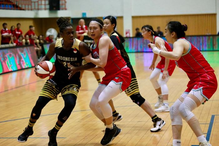 Kimberley Pierre-Louis, kandidat pebasket Indonesia hasil naturalisasi, turun pada try out di Korea Selatan, Agustus 2019.