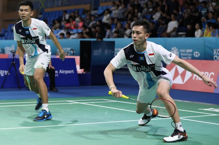 Pasangan ganda putra Indonesia, Fajar Alfian/Muhammad Rian Ardianto tampil pada babak pertama Korea Open 2019 di Incheon, Korea Selatan, Rabu (25/9/2019).