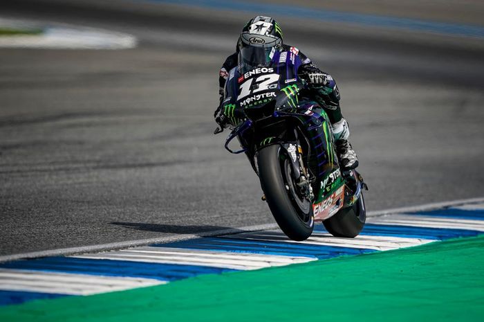 Pembalap Monster Energy Yamaha, Maverick Vinales pada sesi latihan bebas hari pertama MotoGP Thailand 2019, Jumat (4/10/2019)