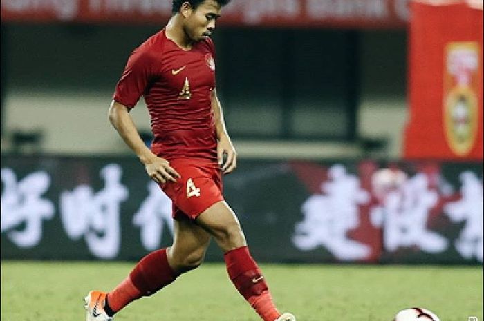 Bek timnas U-23 Indonesia, Nurhidayat, saat membela timnas di CFA International Tournament 2019.