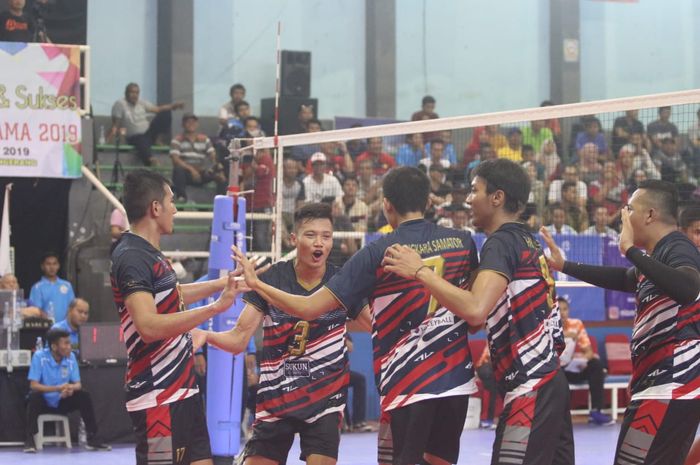 Tim voli putra Bhayangkara Samator pada semifinal Livoli Divisi Utama, Sabtu (19/10/2019).