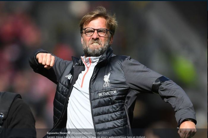 Ekspresi pelatih Liverpool, Juergen Klopp.