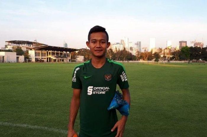 Gelandang Bhayangkara FC, Sani Rizki Fauzi saat menjalani pemusatan latihan Timnas U-23 di Lapangan G, Kompleks Gelora Bung Karno, Senayan, Jakarta, Senin (21/10/2019).