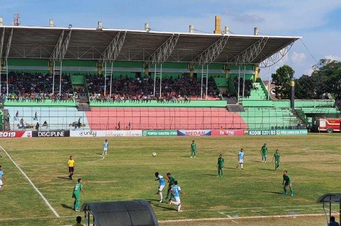 Suasana laga PSMS kontra Babel United di Stadion Teladan Medan, Rabu (21/10/2019).