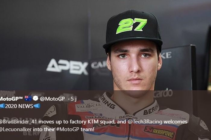 Pembalap Moto2 asal Spanyol, Iker Lecuona, yang akan berlaga di kelas MotoGP bersama KT Tech3 mulai musim depan. 