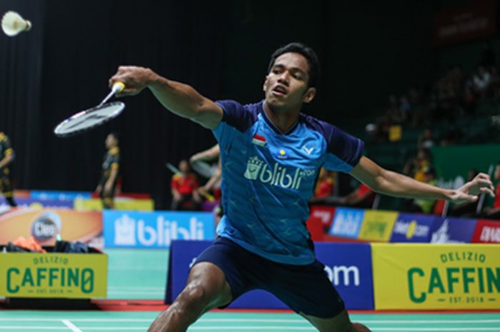 Pemain tunggal putra Indonesia, Chico Aura Dwi Wardoyo, tampil pada  Indonesia International Challenge 2019 pada pertandingan di GOR Bulutangkis Djarum, Magelang, Jawa Tengah, Kamis (24/10/2019)