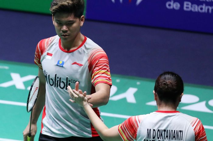 Pasangan ganda campuran Indonesia, Praveen Jordan/Melati Daeva Oktavianti, pada babak kedua French Open 2019 di Stade Pierre de Coubertin, Paris, Prancis, Kamis (24/10/2019). 