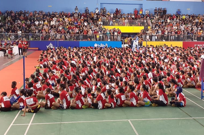 Suasana pembukaan Audisi Umum 2019 Solo Raya di GOR RM. Said, Karanganyar, Jawa Tengah, Minggu (27/10/2019).