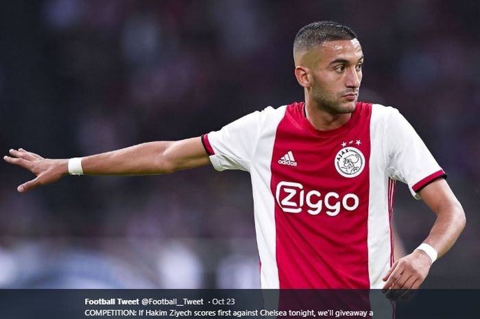 Winger Ajax Amsterdam yang akan memperkuat Chelsea musim depan, Hakim Ziyech.