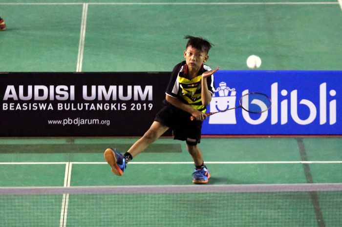 Muhammad Affan Alaudin, peserta asal Tulungagung, saat tampil pada Tahap Turnamen Audisi Umum 2019 edisi Solo Raya, di GOR. RM. Said, Karanganyar, Jawa Tengah, Senin (28/10/2019).