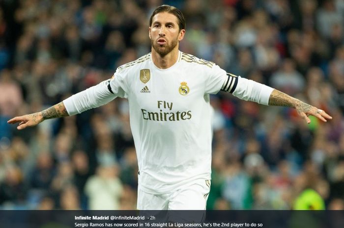 Bek sekaligus kapten Real Madrid, Sergio Ramos.