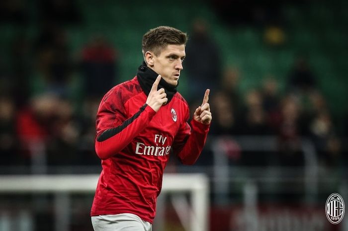 Striker AC Milan, Krzysztof Piatek, dalam laga kontra SPAL di San Siro, Kamis (31/10/2019).