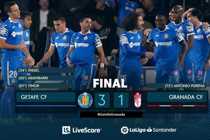 Granada dikalahkan Getafe dalam lanjutan Liga Spanyol.