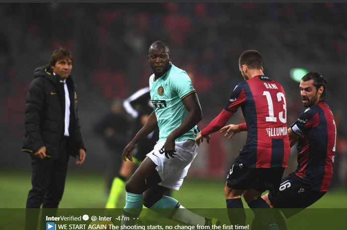 Striker Inter Milan, Romelu Lukaku, dalam laga melawan Bologna pada pekan ke-11 Liga Italia, Sabtu (2/11/2019) di Stadion Renato Dall'Ara.