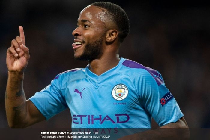 Winger Manchester City, Raheem Sterling, dikabarkan diincar oleh Real Madrid.