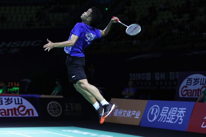 Anthony Sinisuka Ginting pada saat melakoni laga babak pertama Fuzhou China Open 2019, Selasa (5/11/2019)