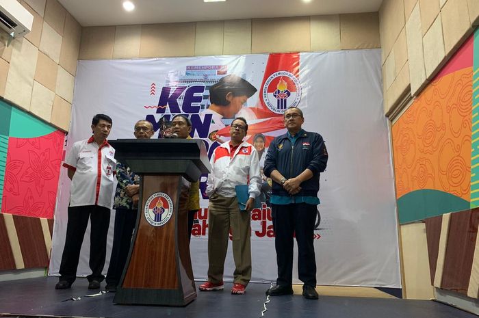 Menteri Pemuda dan Olahraga, Zainudin Amali, memberikan keterangan pers soal kesiapan kontingen Indonesia menuju SEA Games 2019, di kantor Kemenpora, Jakarta, Kamis (14/11/2019).