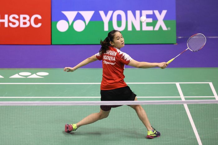 Pemain tunggal putri Indonesia, Ruselli Hartawan, saat berlaga melawan An Se Young pada babak kedua Hong Kong Open 2019 Kamis (14/11/2019)