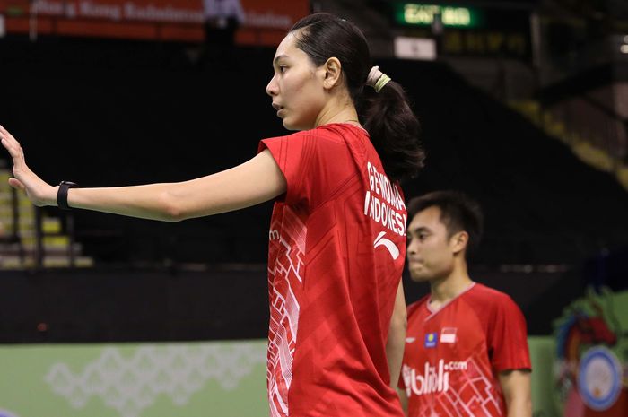 Pasangan ganda campuran Indonesia, Hafiz Faizal/Gloria Emanuelle Widjaja, bertanding pada Hong Kong Open 2019, Jumat (15/11/2019)