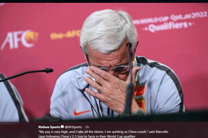 Marcello Lippi mundur dari timnas China.