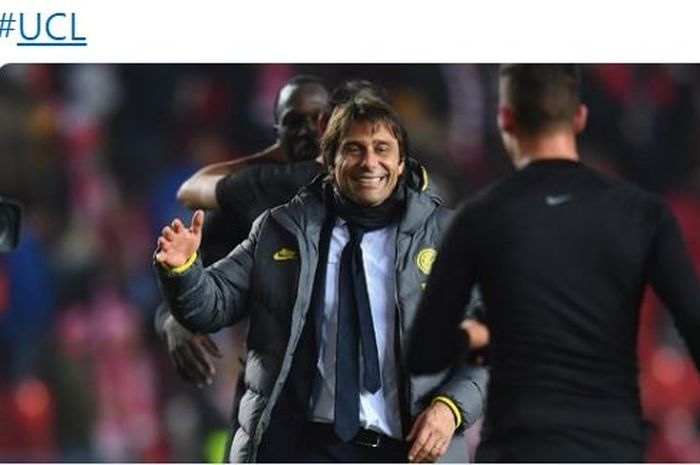 Ekspresi pelatih Inter Milan, Antonio Conte, seusai laga Grup F Liga Champions melawan Slavia Praha di Stadion Eden Arena, Rabu (27/11/2019).