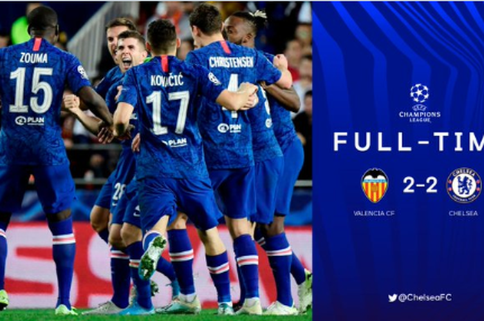 Valencia bermain imbang 2-2 dengan Chelsea pada matchday 5 Liga Champions, Rabu (27/11/2019) di Mestalla.