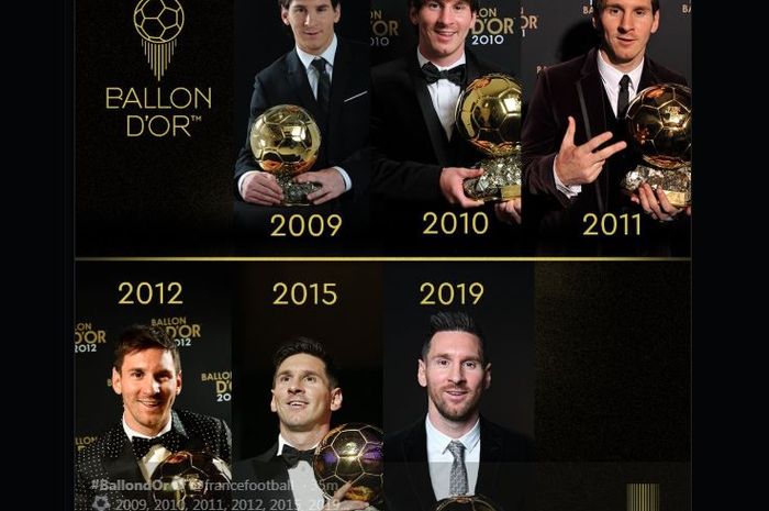 Lionel Messi 6 kali memenangi Ballon d'Or.